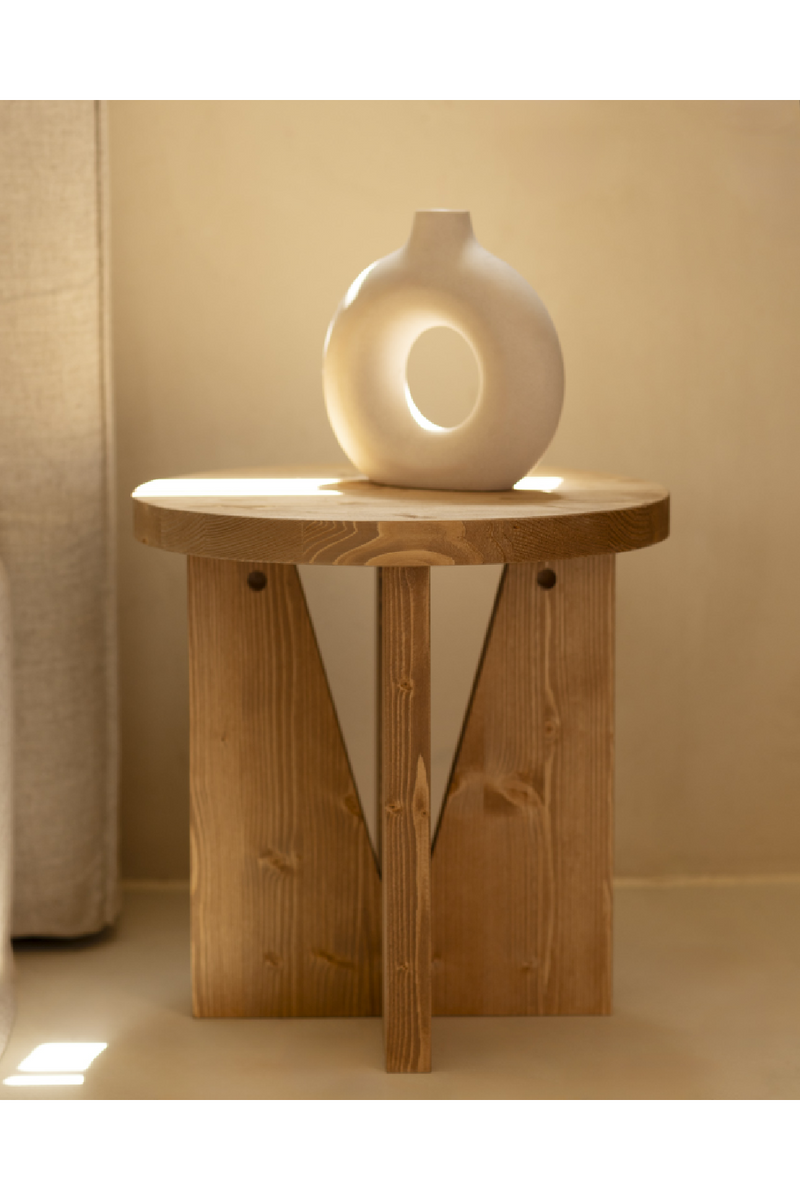 Geometric Base Wooden Side Tables (2) | Decowood Vega | Oroatrade.com