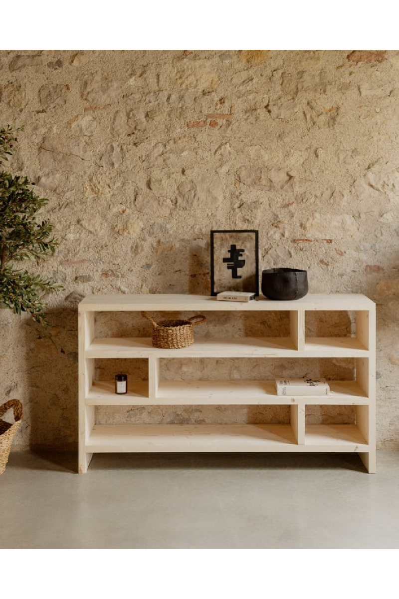 Solid Wood Low Bookshelf | Decowood Rose
