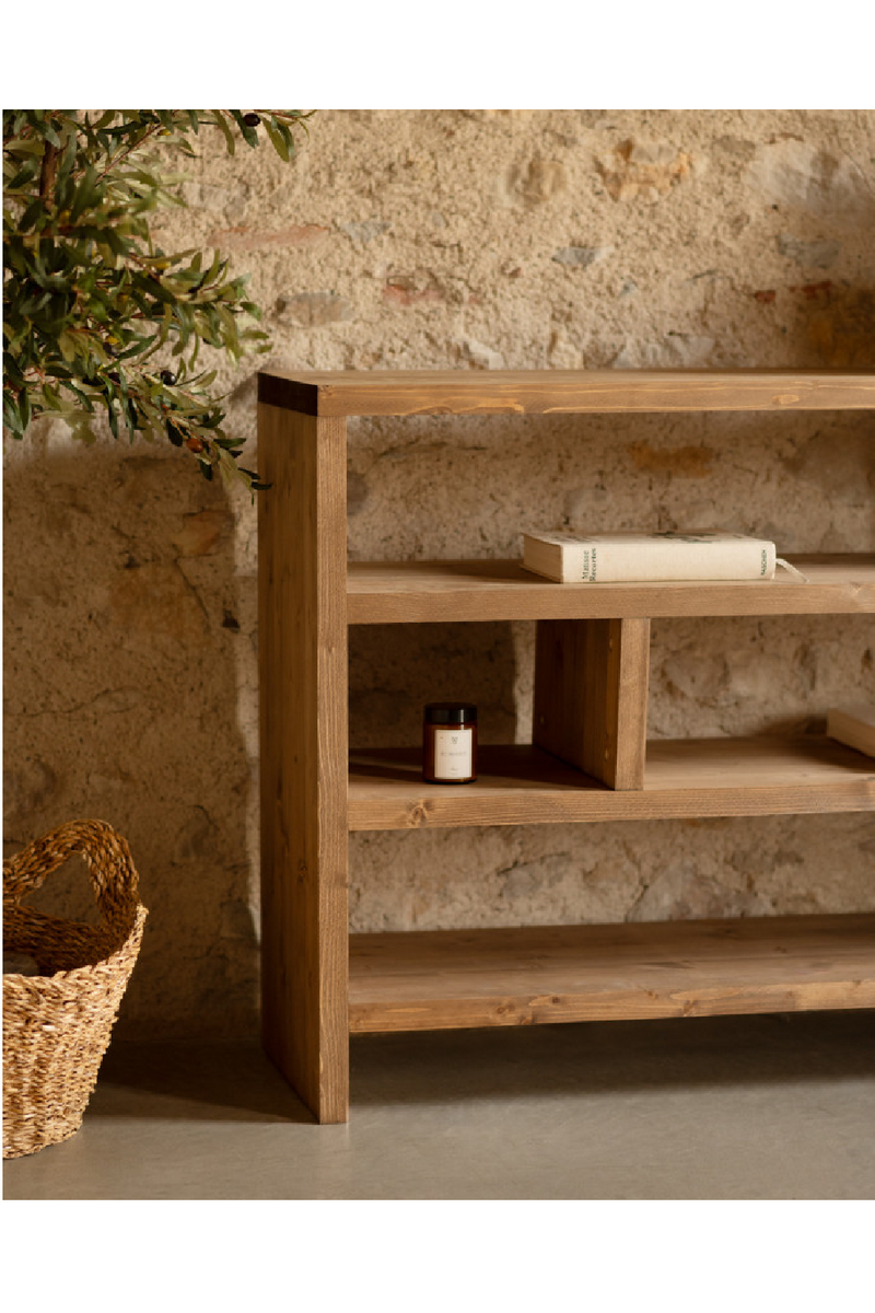 Solid Wood Low Bookshelf | Decowood Rose