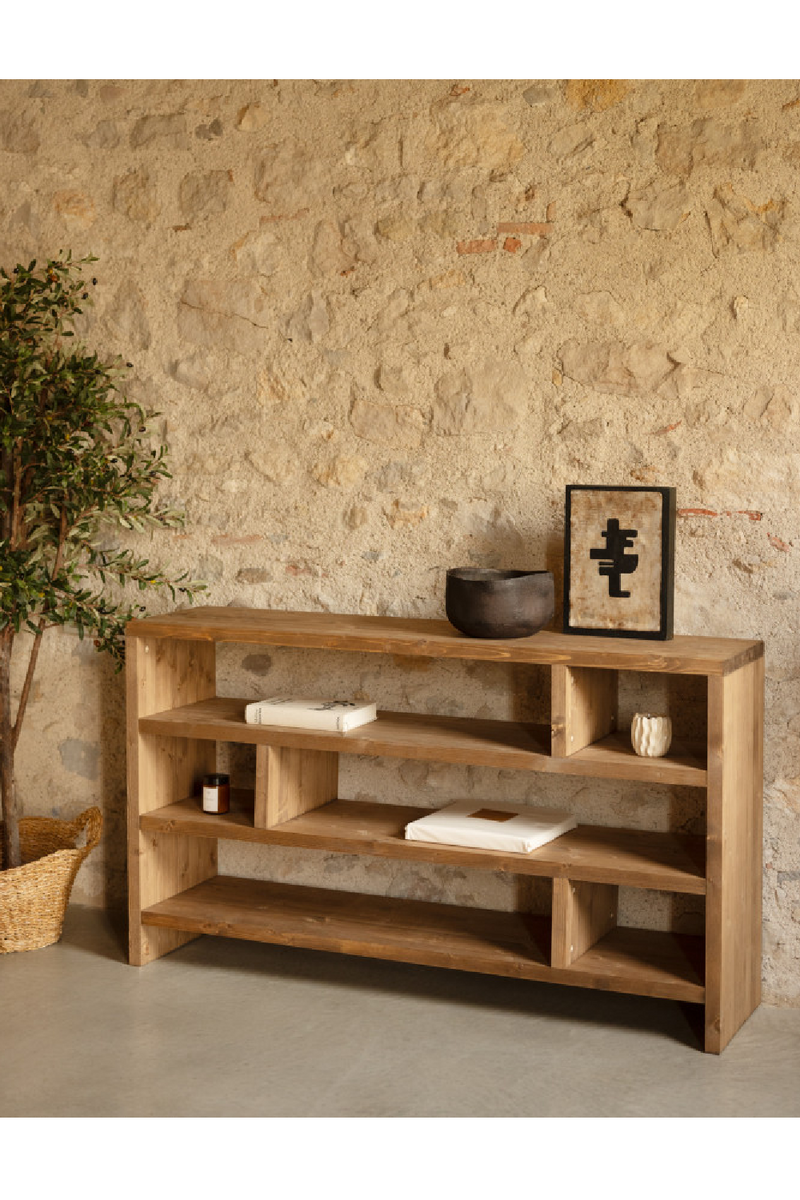 Solid Wood Low Bookshelf | Decowood Rose