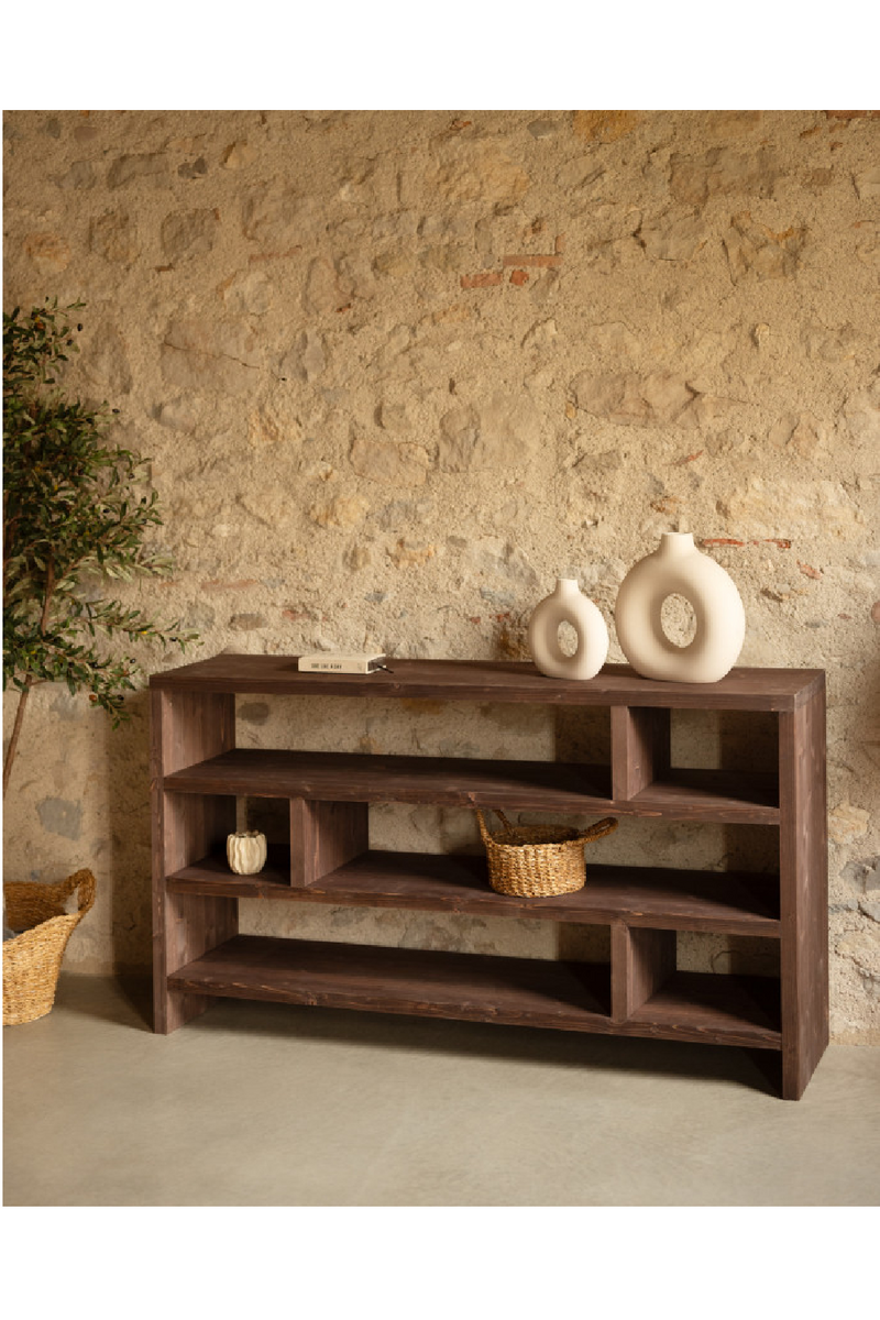 Solid Wood Low Bookshelf | Decowood Rose