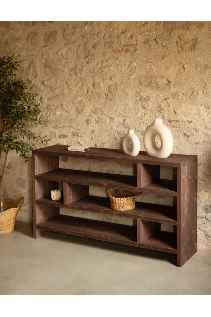 Solid Wood Low Bookshelf | Decowood Rose