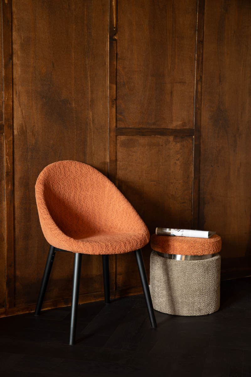 Brown Orange Bouclé Stool | Dutchbone Sen | Oroatrade.com