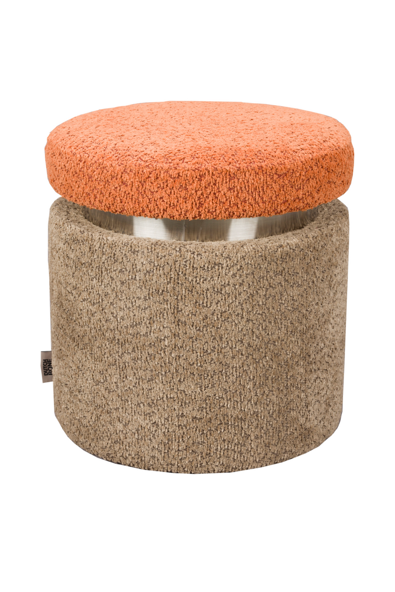 Brown Orange Bouclé Stool | Dutchbone Sen | Oroatrade.com