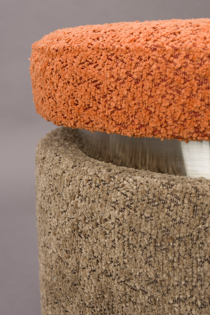 Brown Orange Bouclé Stool | Dutchbone Sen | Oroatrade.com