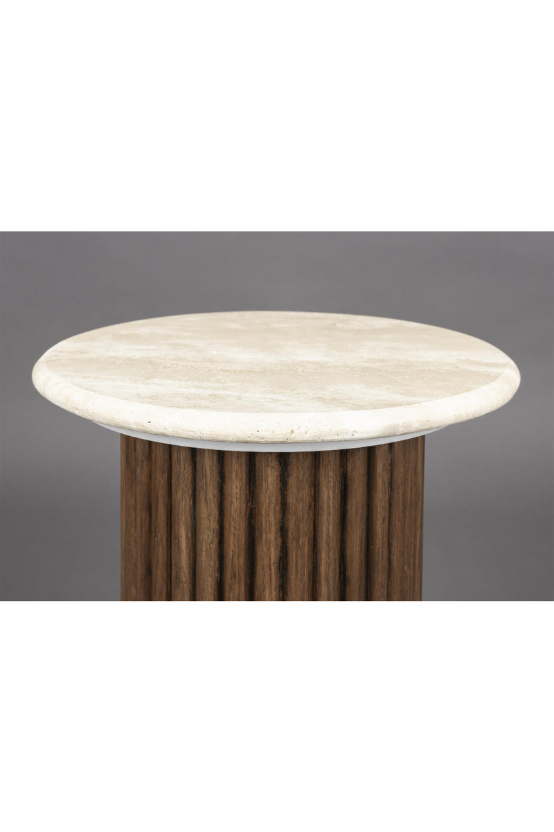 Cream Travertine Round Side Table | Dutchbone Arda | Oroatrade.com