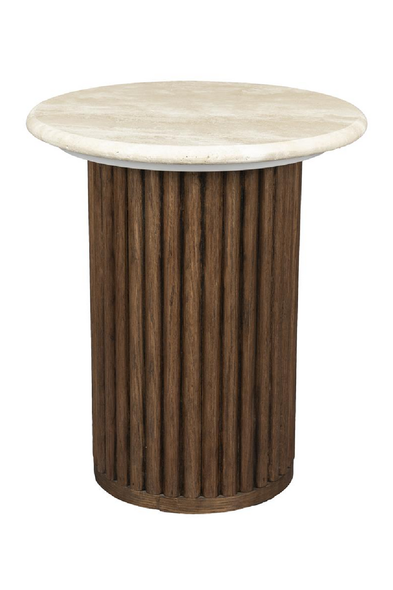 Cream Travertine Round Side Table | Dutchbone Arda | Oroatrade.com