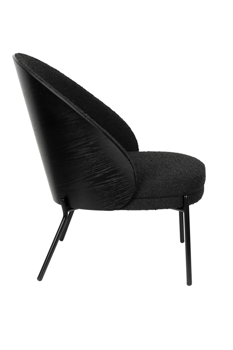 Black Bouclé Curved Lounge Chair | Dutchbone Rodin | Oroatrade.com