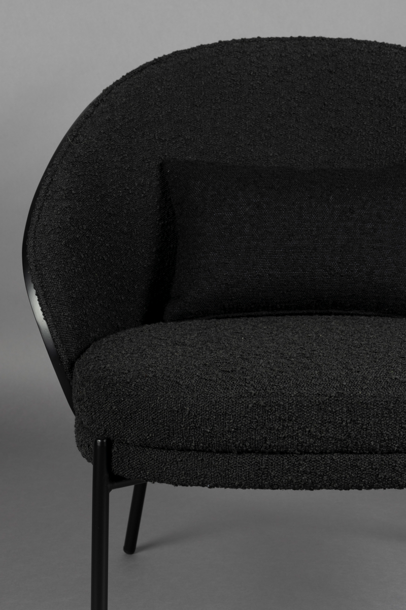 Black Bouclé Curved Lounge Chair | Dutchbone Rodin | Oroatrade.com