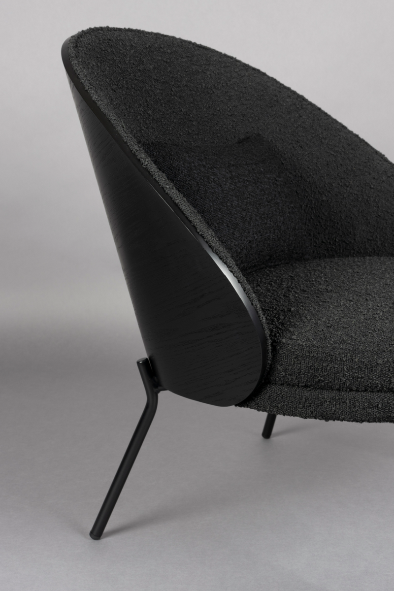 Black Bouclé Curved Lounge Chair | Dutchbone Rodin | Oroatrade.com