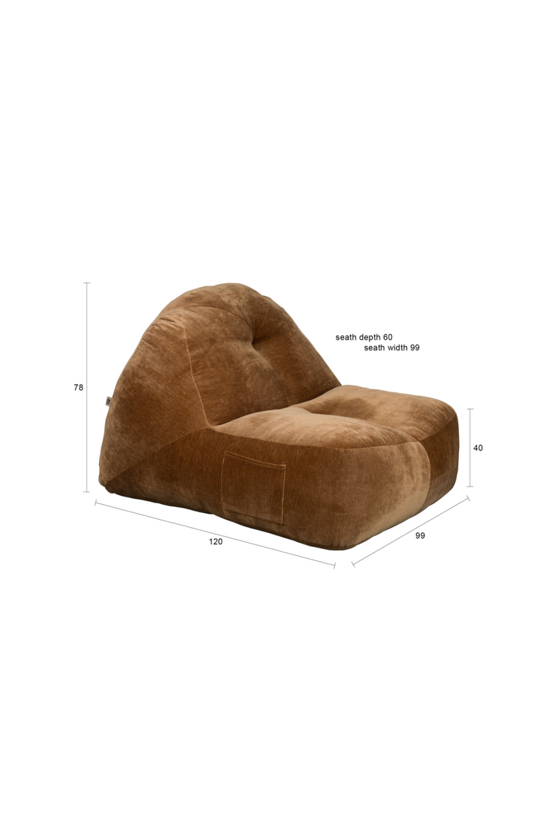 Brown Velvet Lounge Bean Bag | Dutchbone Tombag | Oroatrade.com