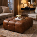 Tufted Leather Ottoman | Dutchbone Hackman | Oroatrade.com