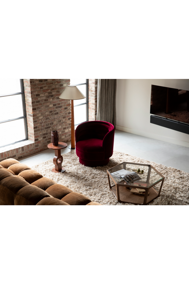 Red Velvet Swivel Lounge Chair | Dutchbone Dorothy | Oroatrade.com