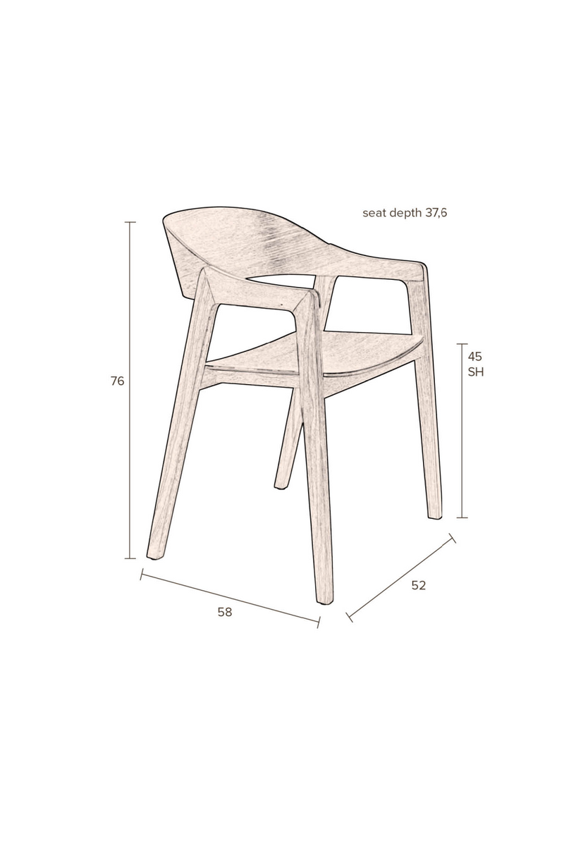 Natural Wooden Dining Chairs (2) | Dutchbone Westlake | Oroatrade.com