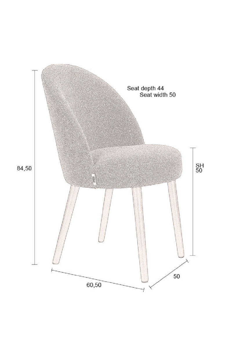 Bouclé Curved Dining Chair (2) | Dutchbone Barbara | Oroatrade.com