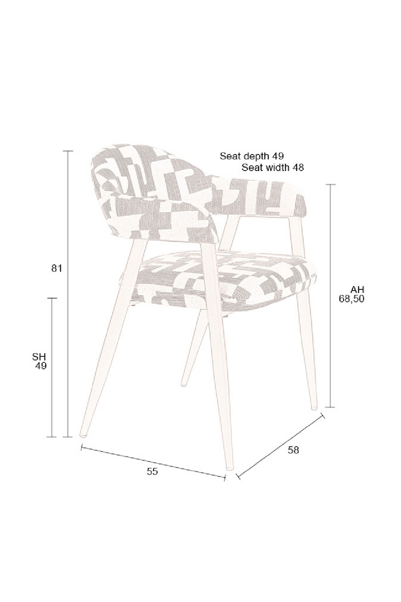 Graphic Patterned Dining Chair (2) | Dutchbone Miyo | Oroatrade.com