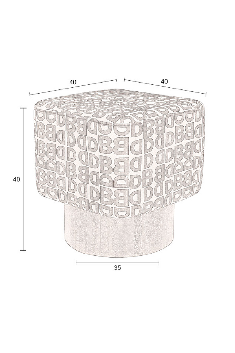 Letter Print Square Stool | Dutchbone Monogram | Oroatrade.com