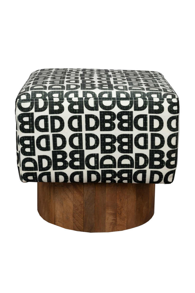 Letter Print Square Stool | Dutchbone Monogram | Oroatrade.com