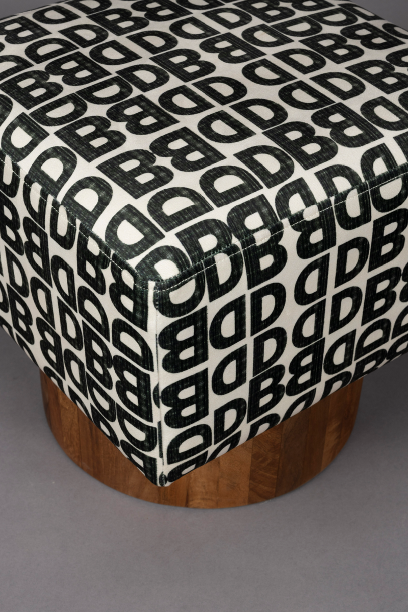 Letter Print Square Stool | Dutchbone Monogram | Oroatrade.com