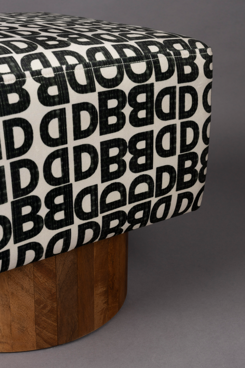 Letter Print Square Stool | Dutchbone Monogram | Oroatrade.com