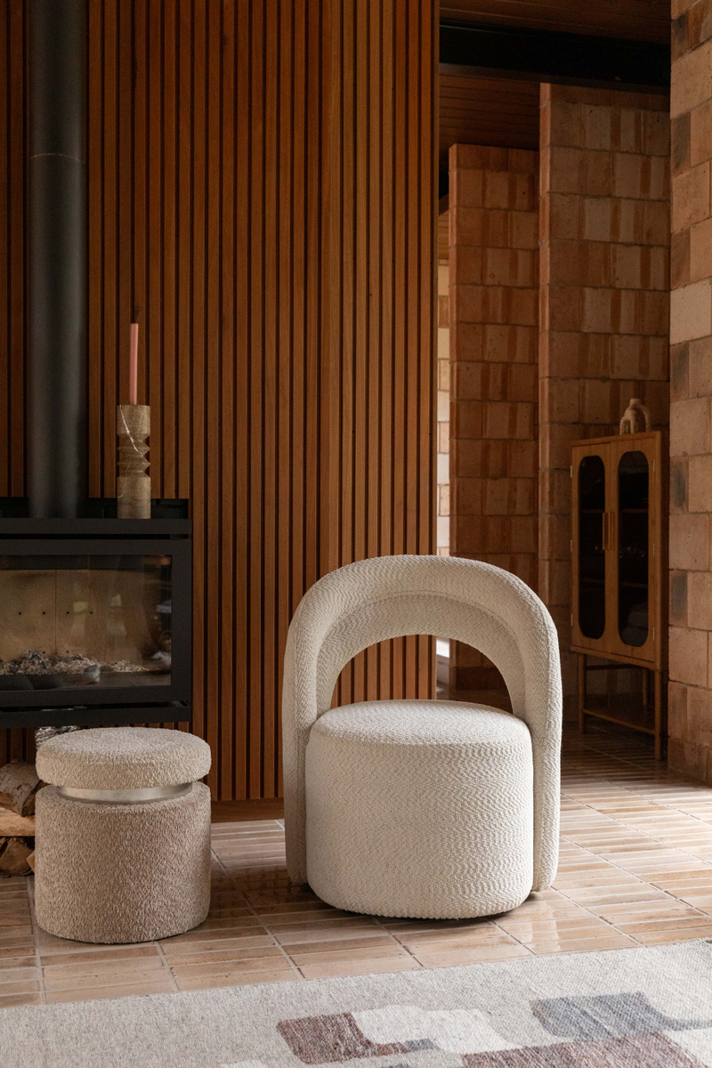 Bouclé Cylindrical Stool | Dutchbone Sen | Oroatrade.com