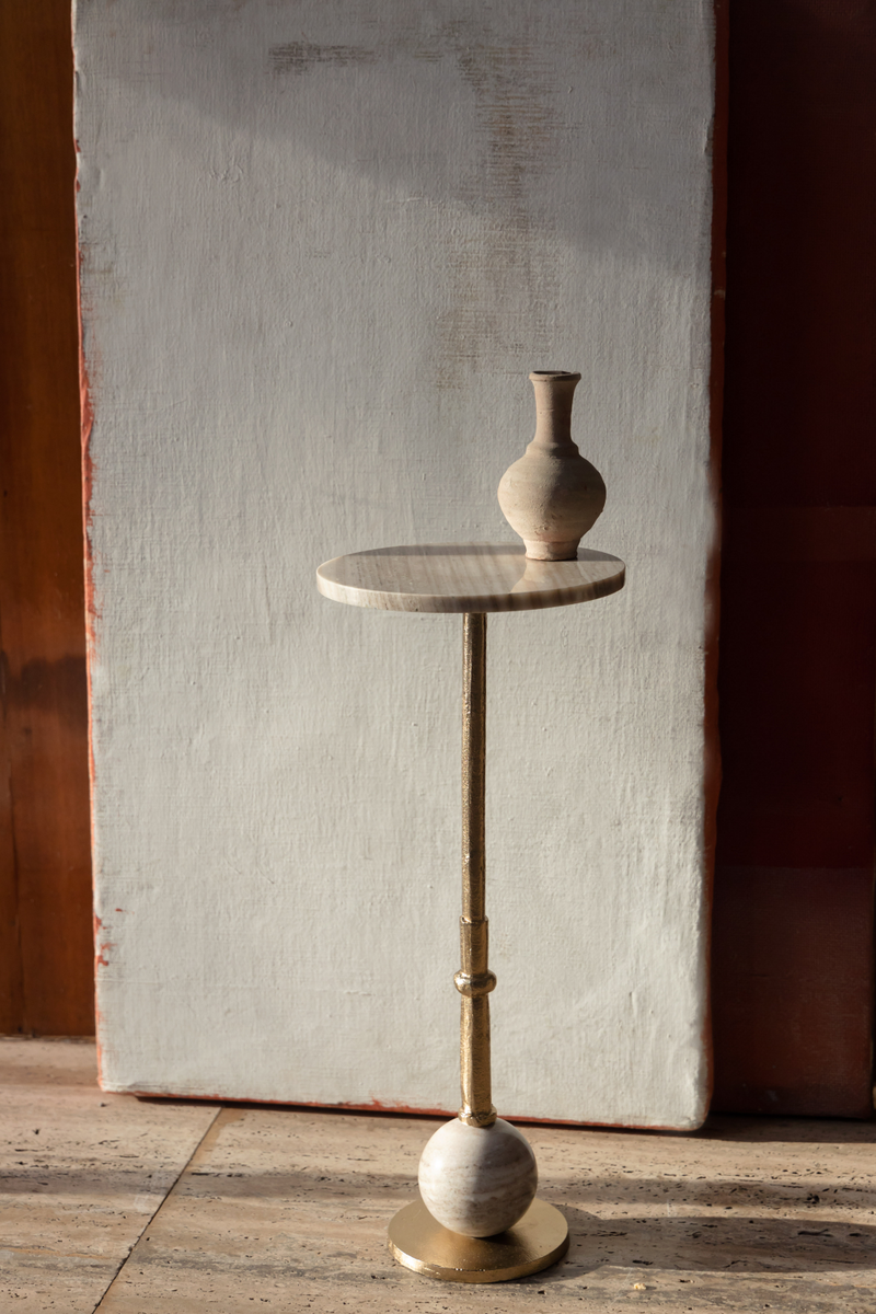 Marble Pedestal Side Table | Dutchbone Everest | Oroatrade.com