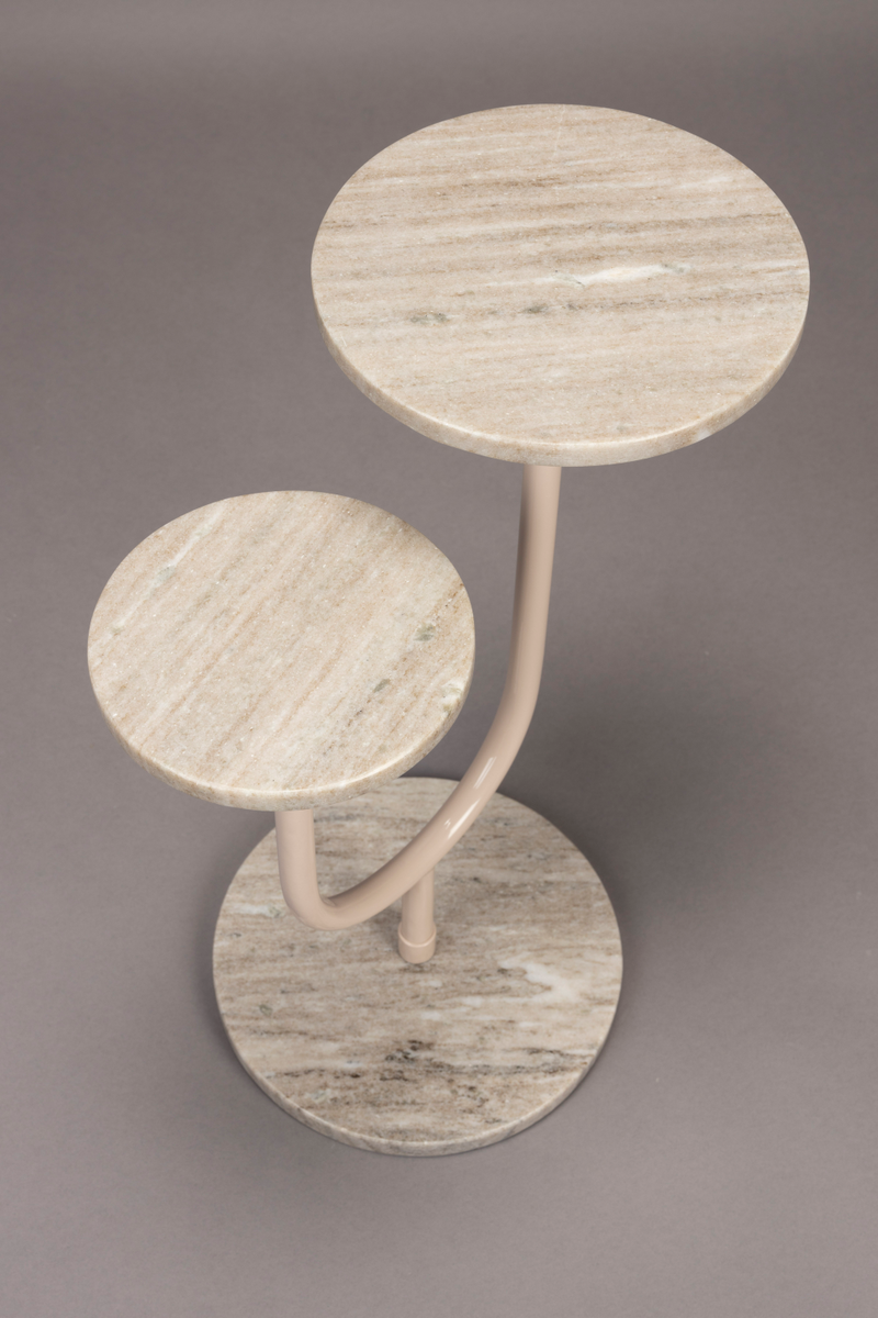 Beige Marble Modern Side Table | Dutchbone Miral | Oroatrade.com