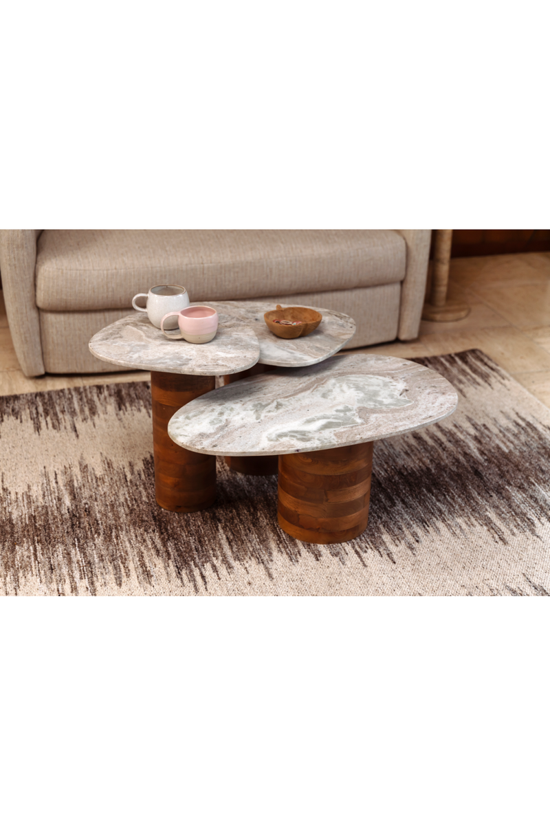 Marble Pedestal Side Tables (3) | Dutchbone Suki | Oroatrade.com
