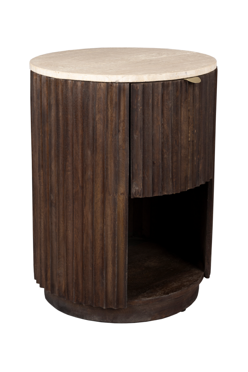 Round Travertin Side Table | Dutchbone Marlow | Oroatrade.com