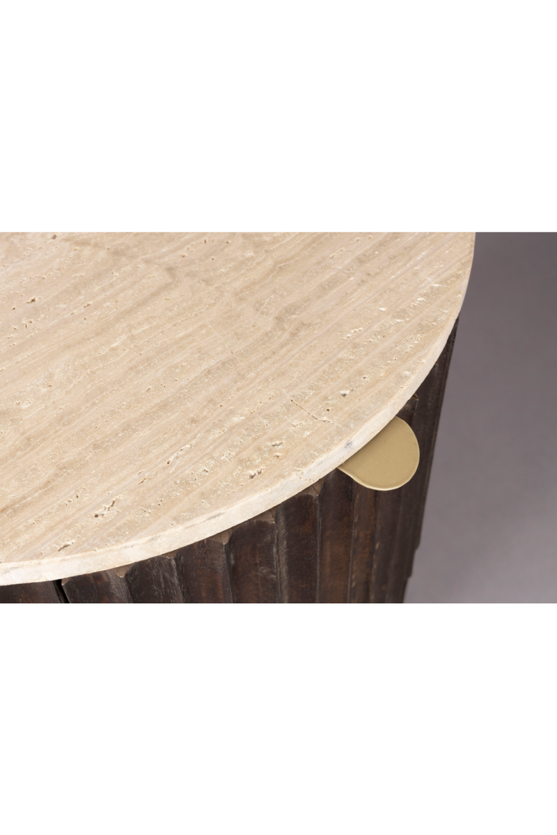 Round Travertin Side Table | Dutchbone Marlow | Oroatrade.com