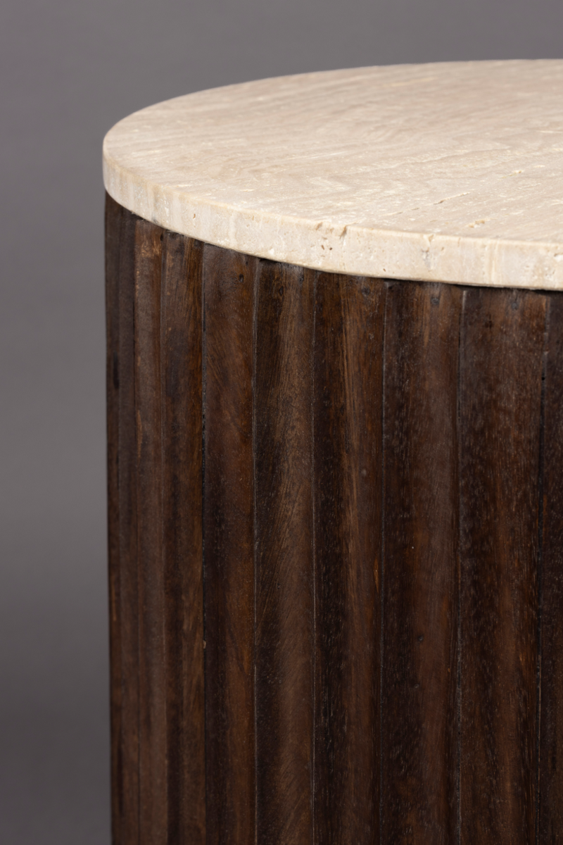 Round Travertin Side Table | Dutchbone Marlow | Oroatrade.com