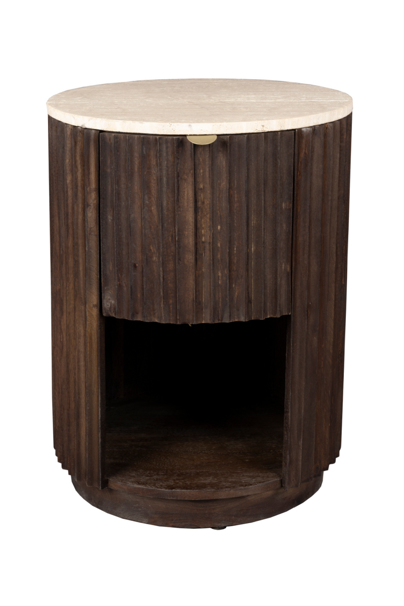 Round Travertin Side Table | Dutchbone Marlow | Oroatrade.com