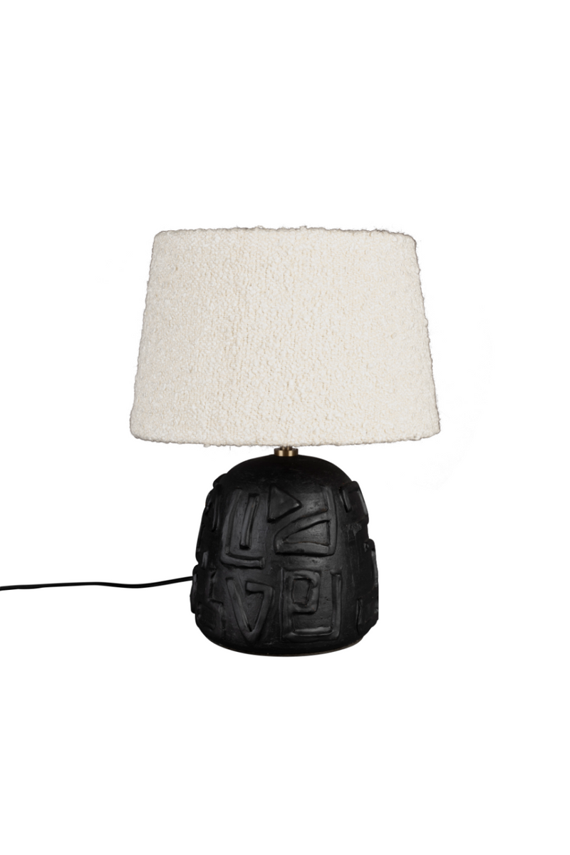 White Bouclé Table Lamp | Dutchbone Renzo | Oroatrade.com