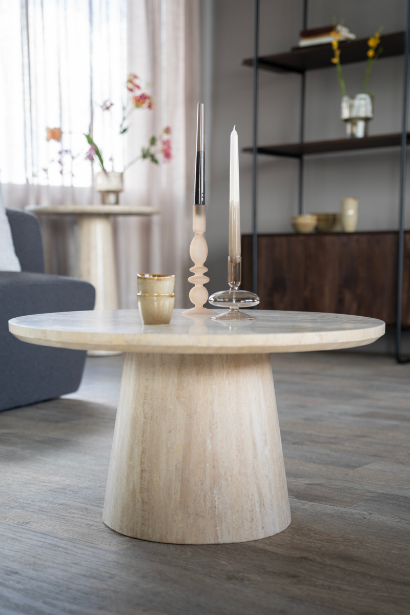 Travertine Pedestal Coffee Table | Eleonora Aime | Oroatrade.com