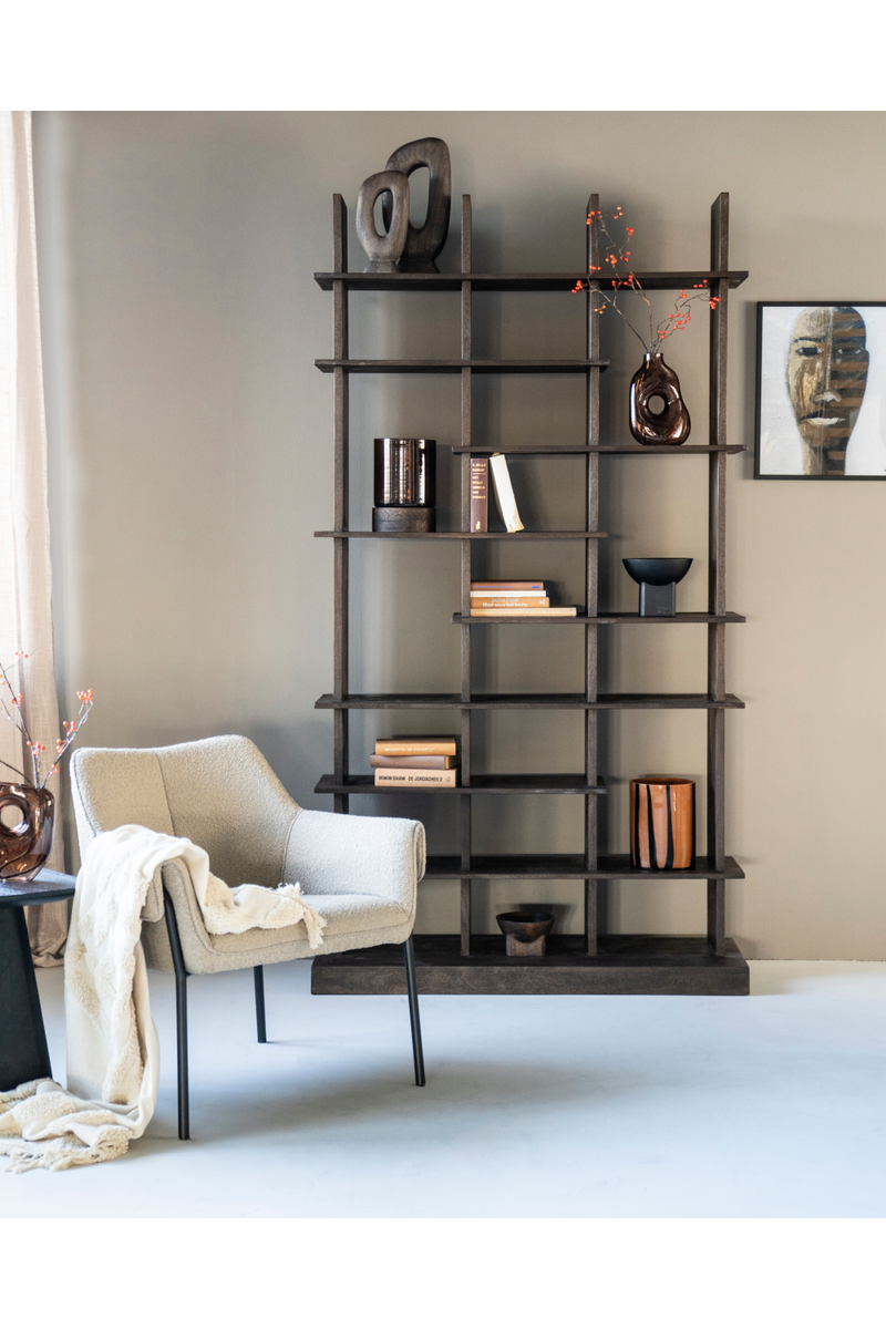 Black Wooden Staggered Bookcase | Eleonora Oliver | Oroatrade.com