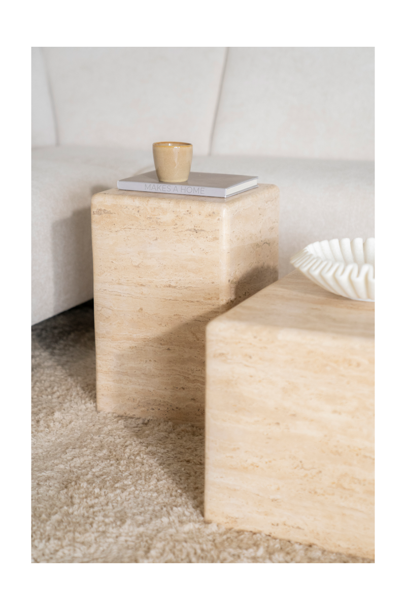 Square Travertine Side Table | Eleonora Donta | Oroatrade.com