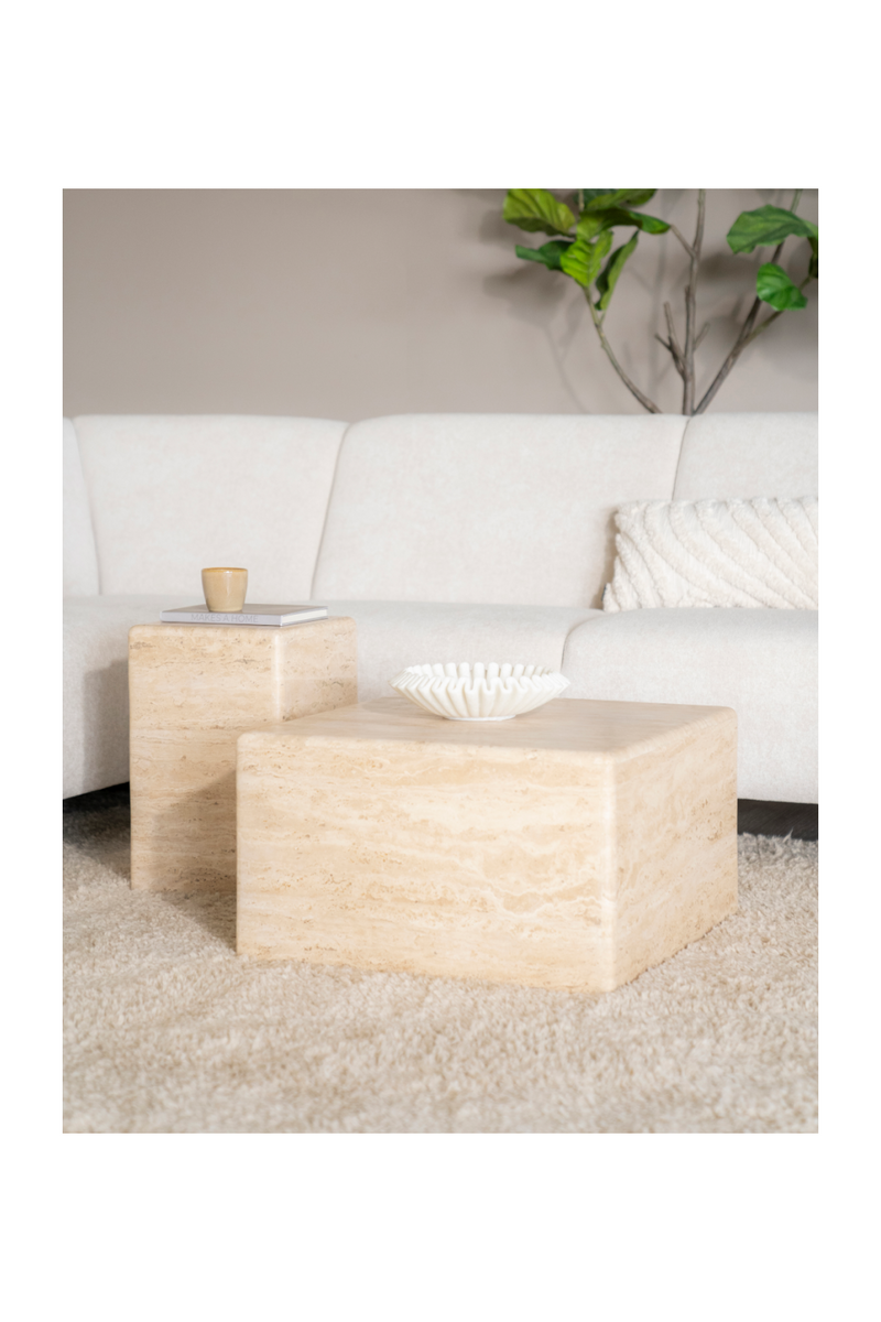 Square Travertine Side Table | Eleonora Donta | Oroatrade.com