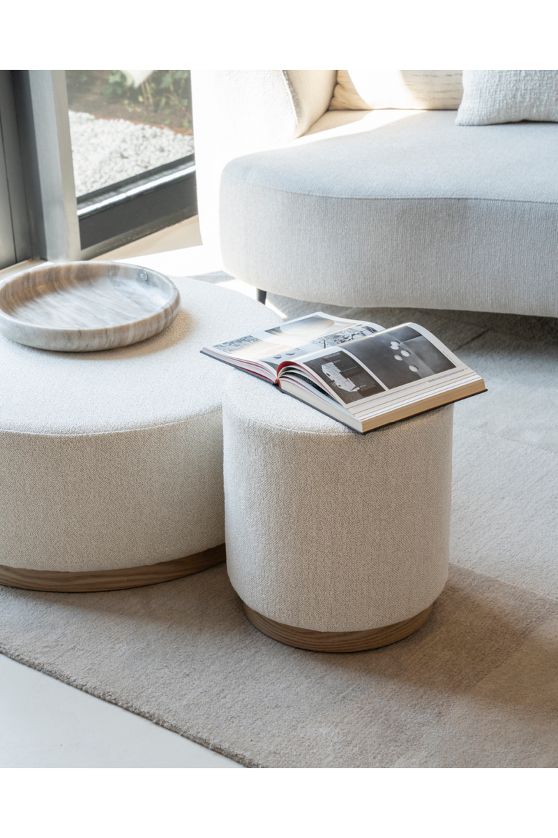 Cylindrical Beige Fabric Ottoman | Eleonora Avah | Oroatrade.com
