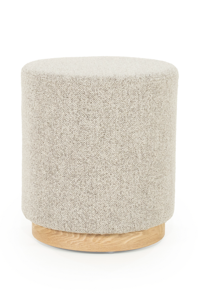 Cylindrical Taupe Fabric Ottoman | Eleonora Avah | Oroatrade.com