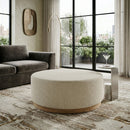 Cylindrical Beige Fabric Ottoman | Eleonora Avah