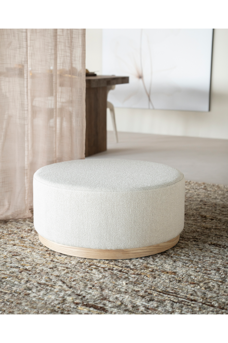 Cylindrical Beige Fabric Ottoman | Eleonora Avah | Oroatrade.com