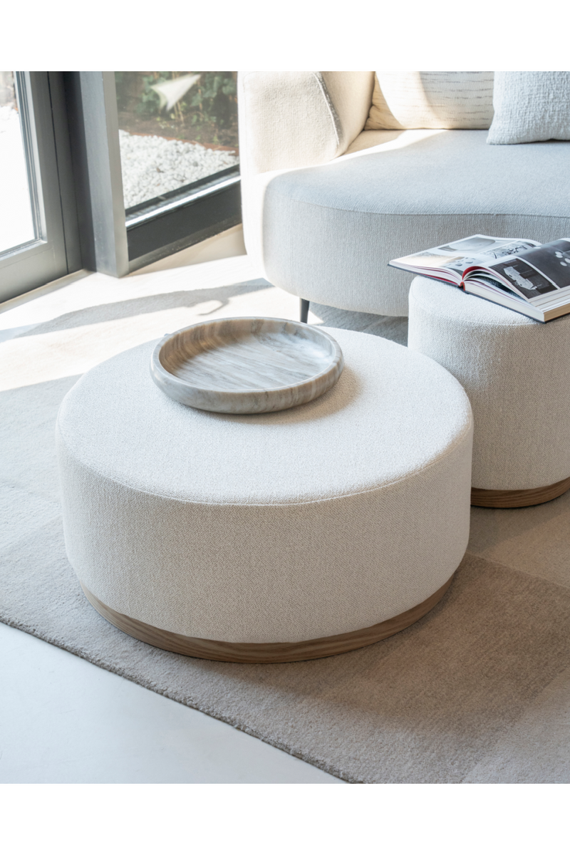 Cylindrical Beige Fabric Ottoman | Eleonora Avah | Oroatrade.com