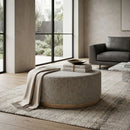 Cylindrical Taupe Fabric Ottoman | Eleonora Avah
