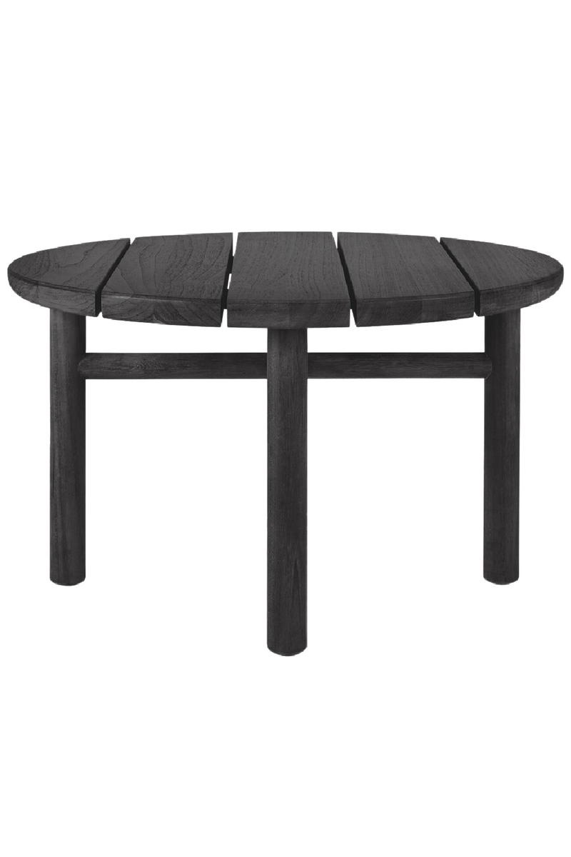 Black Round Slatted Outdoor Side Table | Ethnicraft Quatro | Oroatrade.com
