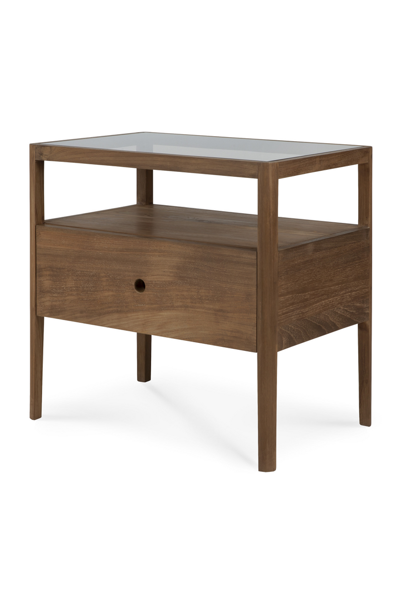 Glass Top Teak Nightstand | Ethnicraft Spindle | Oroatrade.com