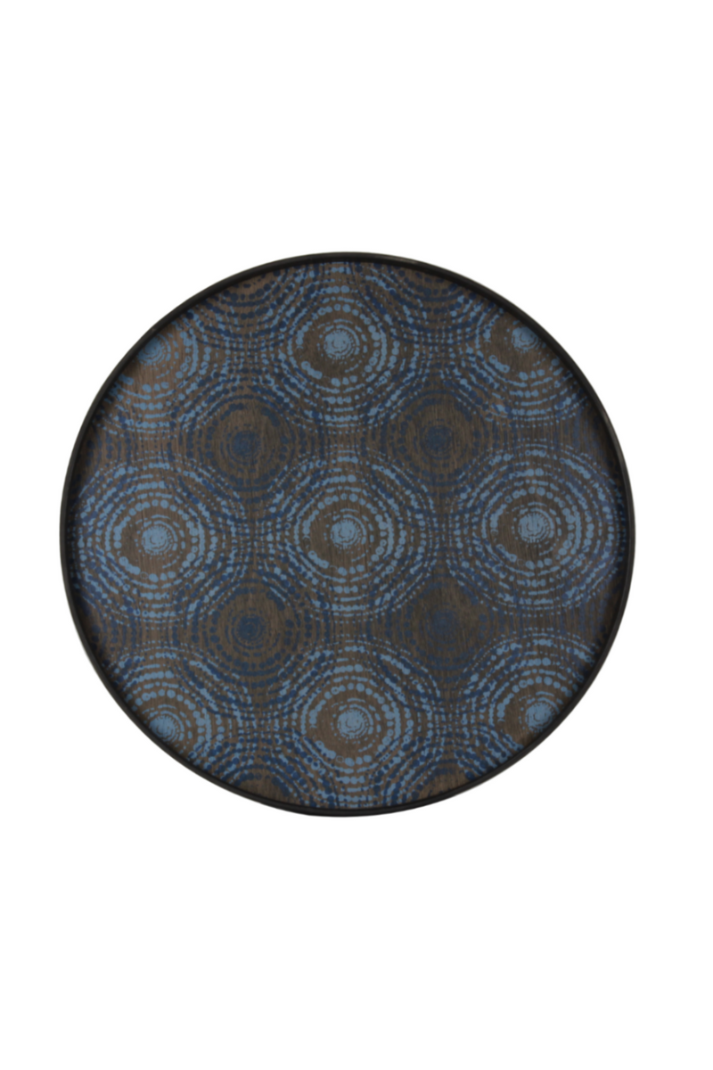 Tribal Print Round Wooden Tray | Ethnicraft Beads | Oroatrade.com