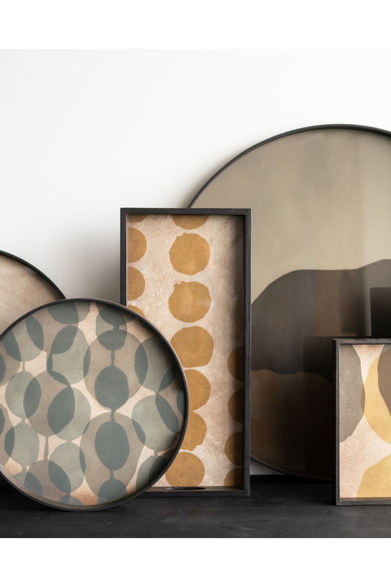 Green Printed Round Glass Tray | Ethnicraft Dots | Oroatrade.com