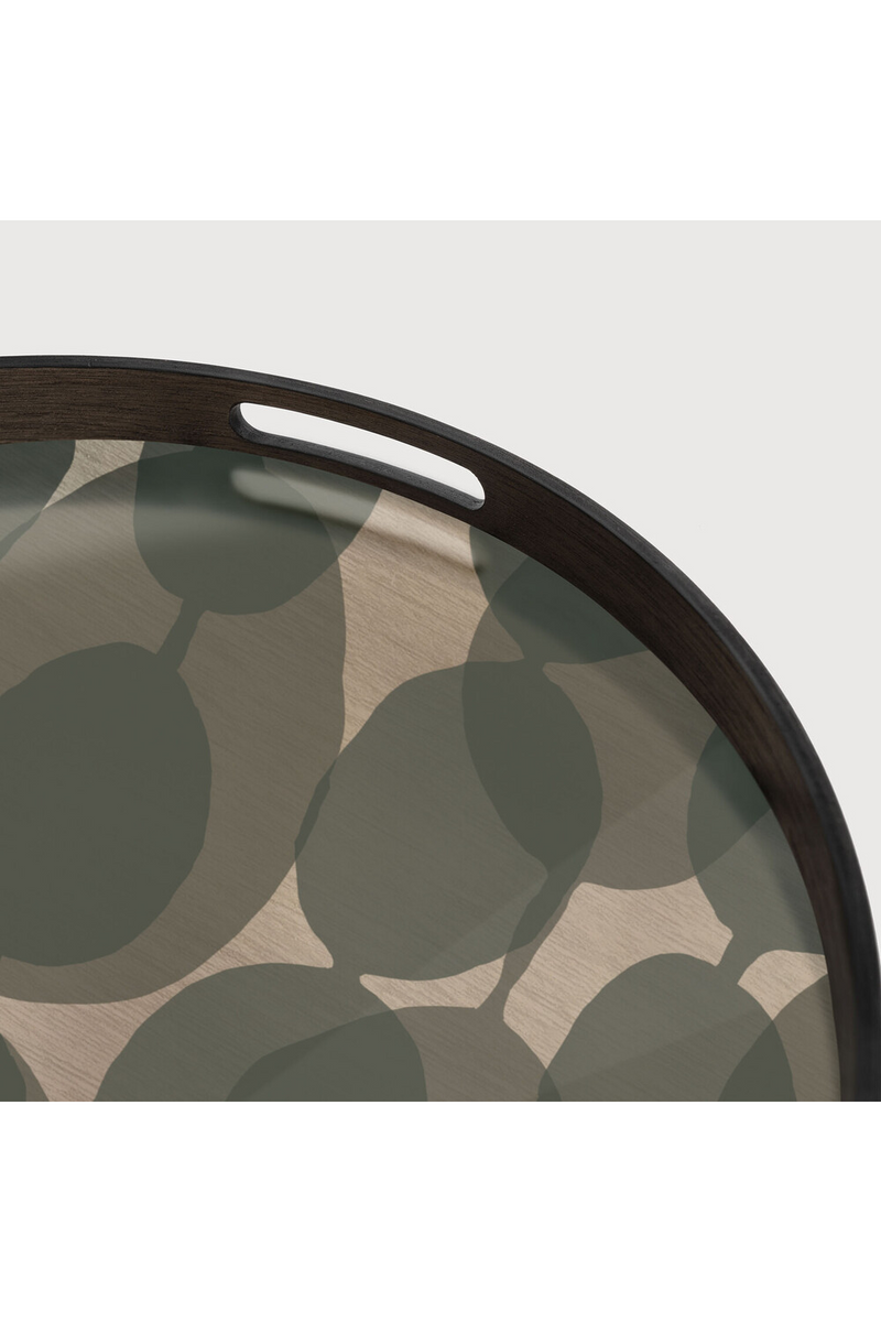 Green Printed Round Glass Tray | Ethnicraft Dots | Oroatrade.com