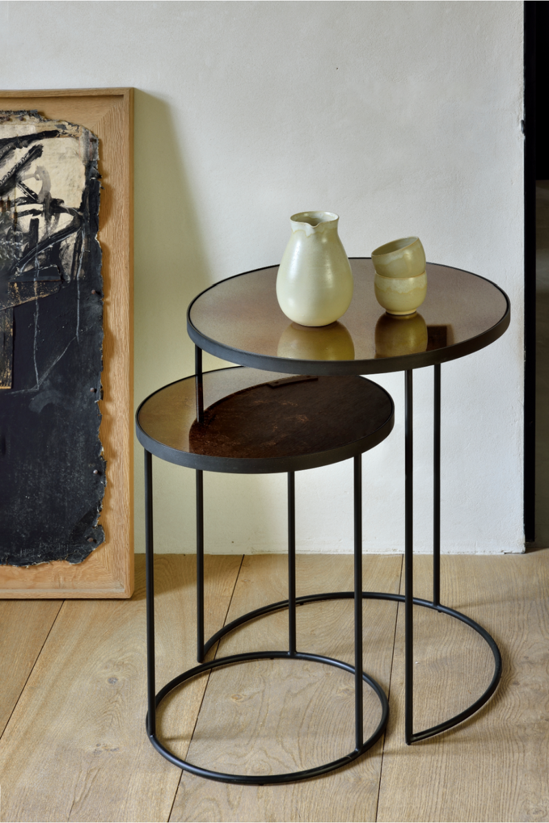 Round Nesting Side Table Set (2) | Ethnicraft Mirrored | Oroatrade.com