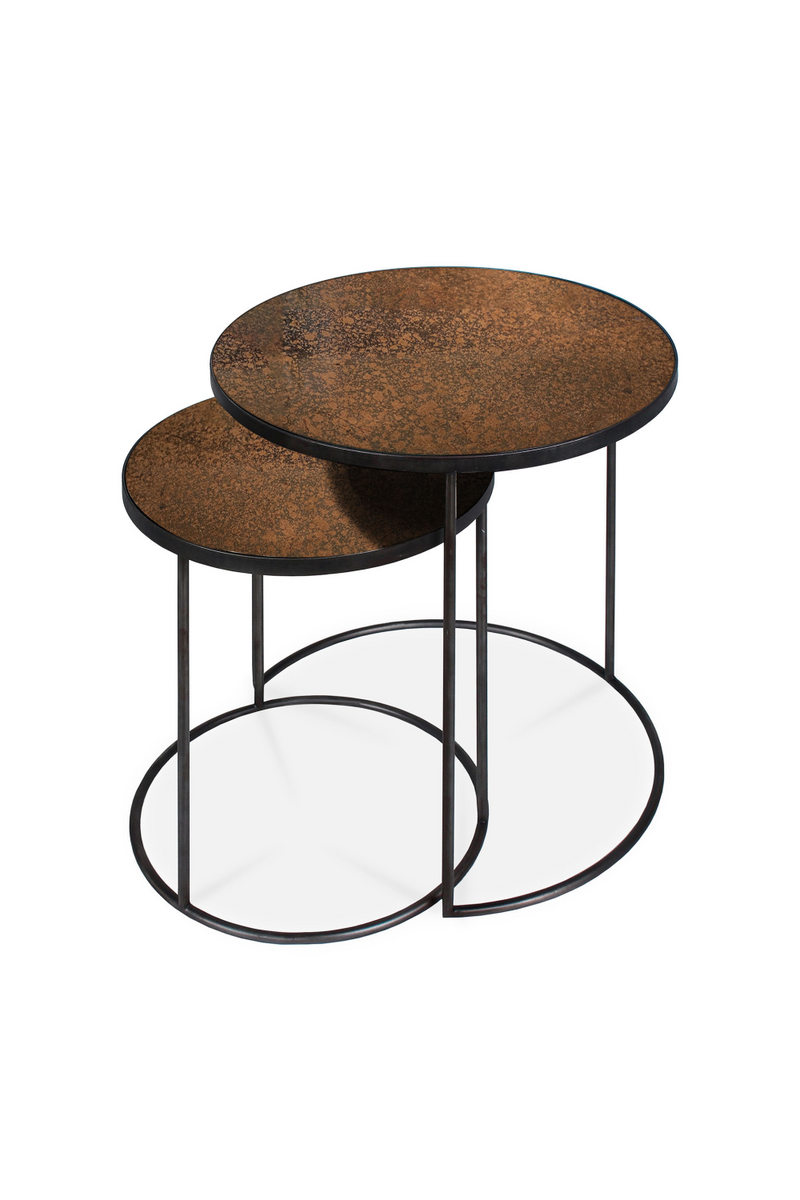 Round Nesting Side Table Set (2) | Ethnicraft Mirrored | Oroatrade.com